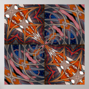 Stained Glass Window Kaleidoscope 18 Poster