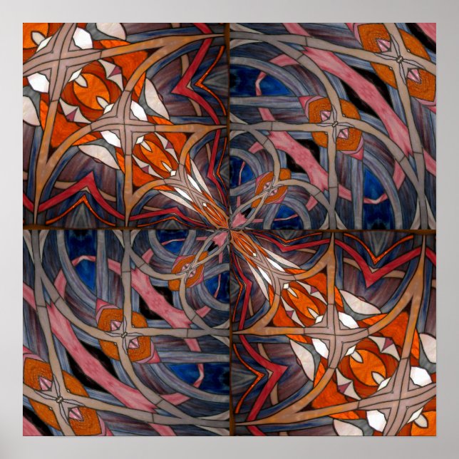 Stained Glass Window Kaleidoscope 18 Poster (Front)