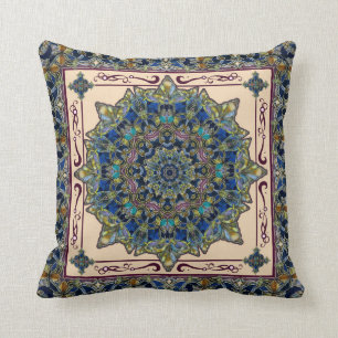 Stained Glass Window Mandala Decor Pillow