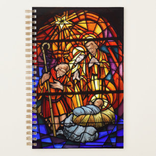 Stained Glass Window Nativity Custom Text Planner