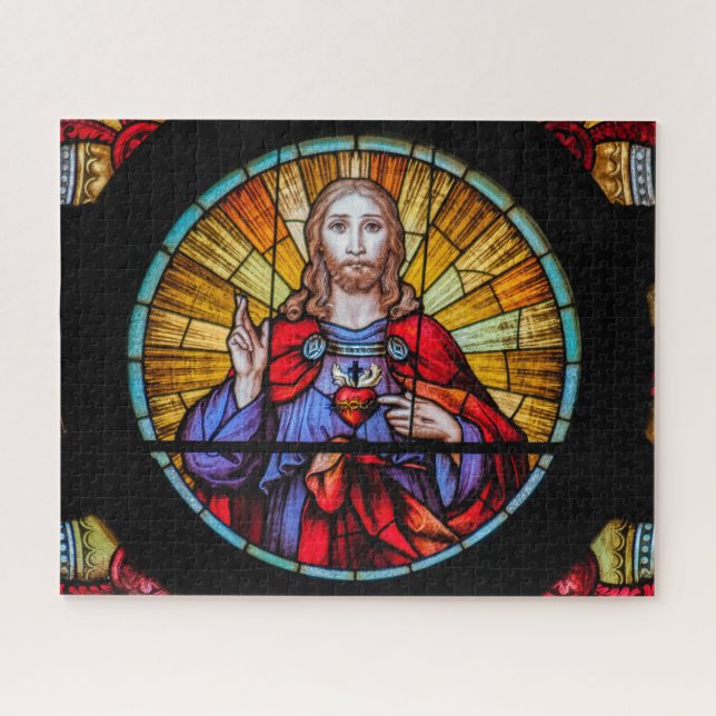 Stained Glass Window of Jesus Jigsaw Puzzle (Horizontal)