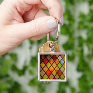 Stained Glass Window Rainbow Colours Key Ring