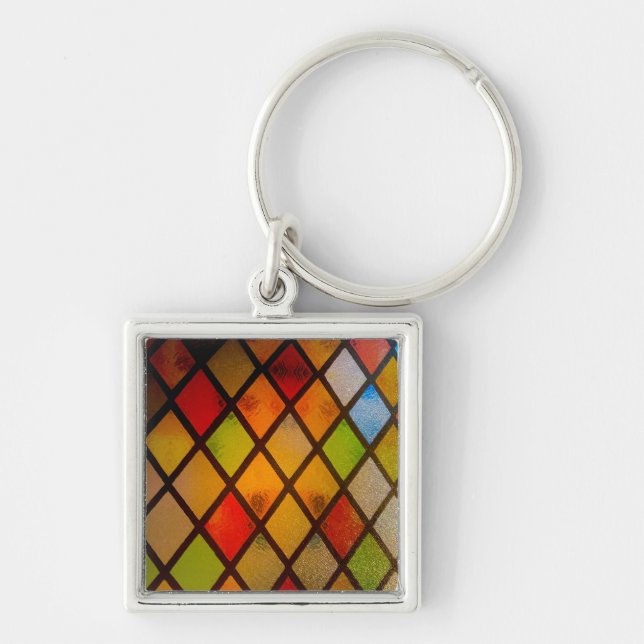Stained Glass Window Rainbow Colours  Key Ring (Front)