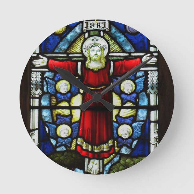 Stained Glass Window Round Clock (Front)