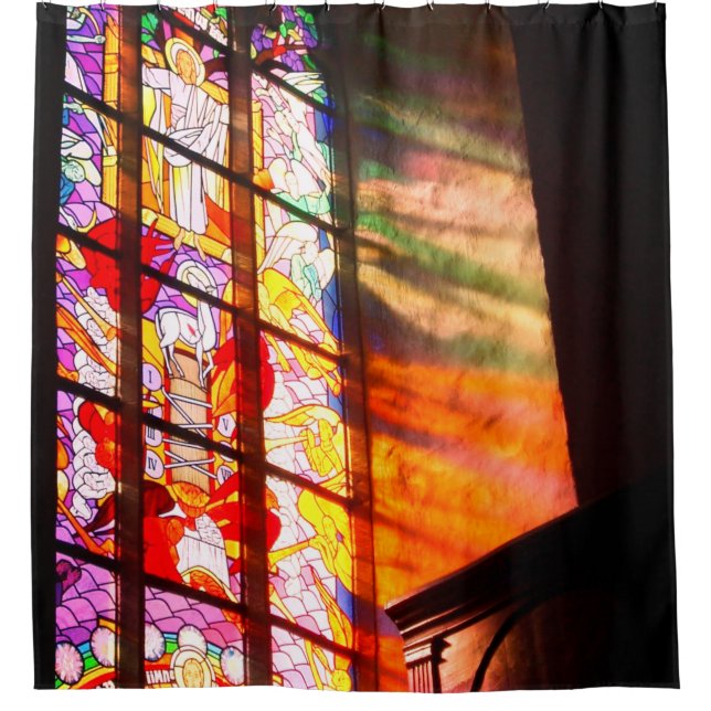 Stained Glass Window Shower Curtain (Front)