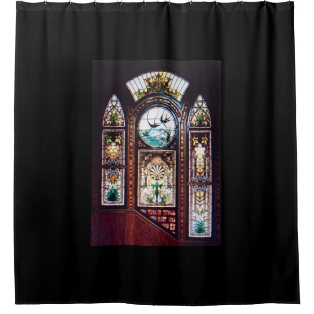 STAINED GLASS WINDOW SHOWER CURTAIN (Front)