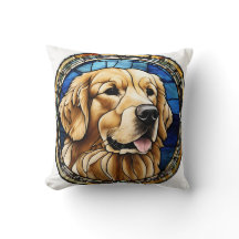 Stained Glass Window Style Cushions With Dog Breed
