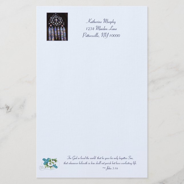 'Stained Glass Windows' Easter Stationery (Front)