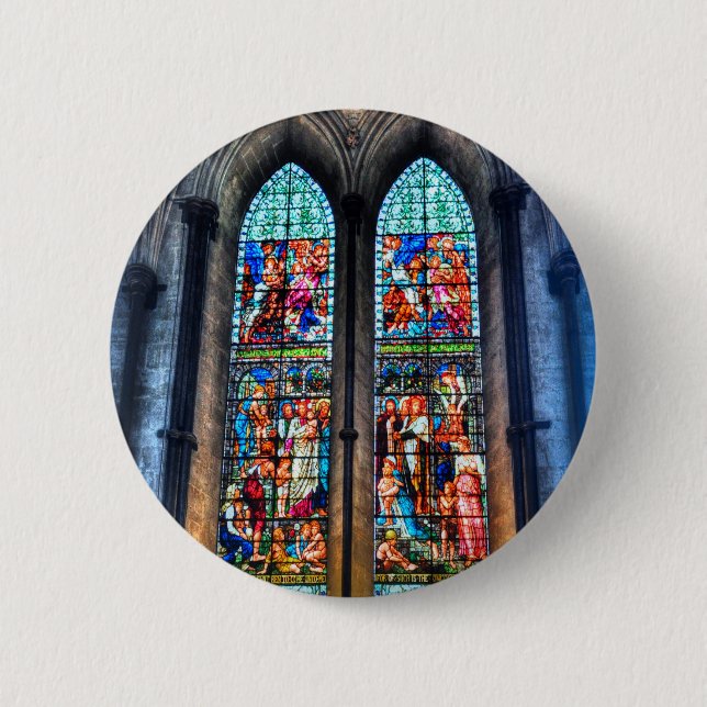 Stained Glass Windows, Salisbury Cathedral, UK 6 Cm Round Badge (Front)