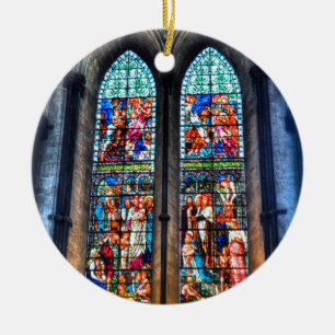Stained Glass Windows, Salisbury Cathedral, UK Ceramic Ornament