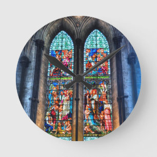 Stained Glass Windows, Salisbury Cathedral, UK Round Clock