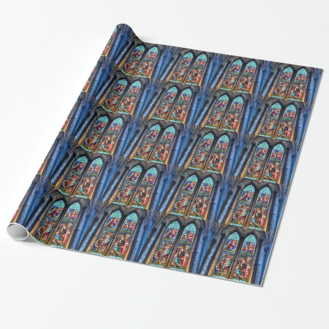 Stained Glass Windows, Salisbury Cathedral, UK Wrapping Paper (Unrolled)