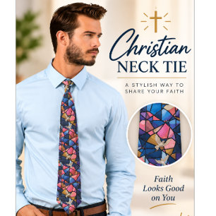 Stained glass with holy spirit dove Neck Tie