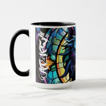 Stained Glass Wolf Mug