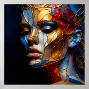Stained Glass Woman - Harmony In Glass And Skin Poster