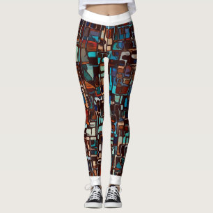 Stained Glass Women's Leggings with White Trim