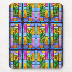 Stained Glass Yellow Daisy Mouse Pad