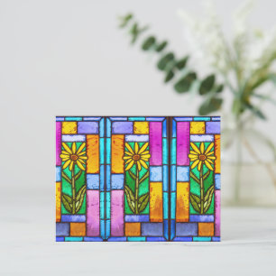 Stained Glass Yellow Daisy Note Card
