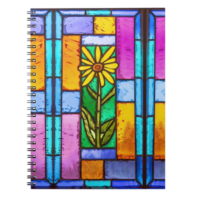 Stained Glass Yellow Daisy Notebook (Front)