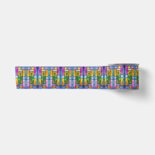 Stained Glass Yellow Daisy Satin Ribbon