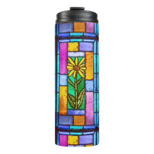 Stained Glass Yellow Daisy Thermal Tumbler