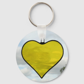 Stained Glass Yellow Love Heart Keychain