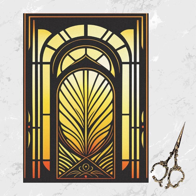 Stained Glass Yellow Orange Illustration Large Tissue Paper (Creator Uploaded)