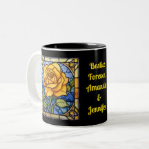 Stained Glass Yellow Rose Best Friends