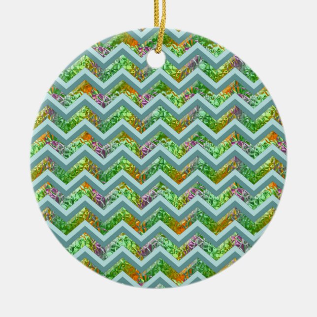 Stained Glass ZigZag Ceramic Tree Decoration (Front)
