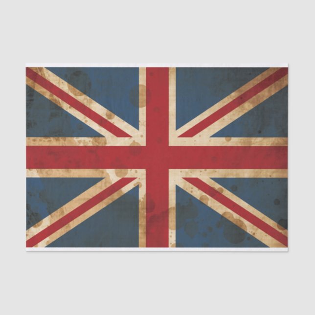 Stained Grunge Union Jack UK Flag Tissue Paper (Front)