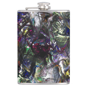 Stained 'heavy paints' overlapping in mix colourfu hip flask