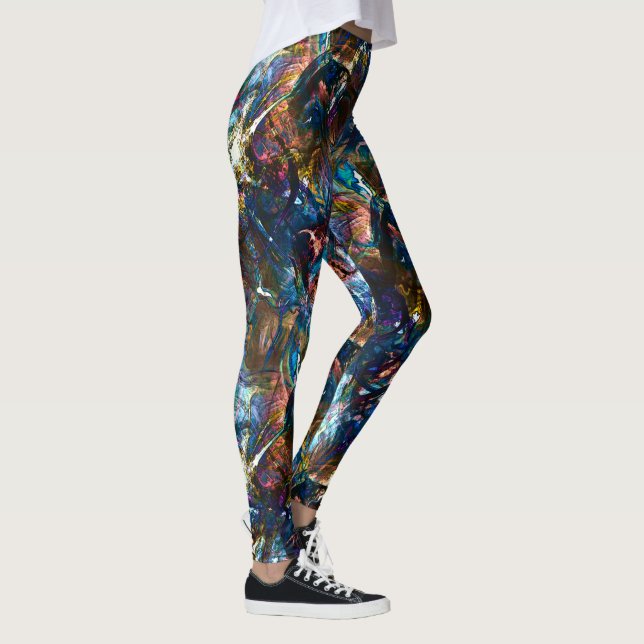 Stained 'heavy paints' overlapping in mix colourfu leggings (Right)