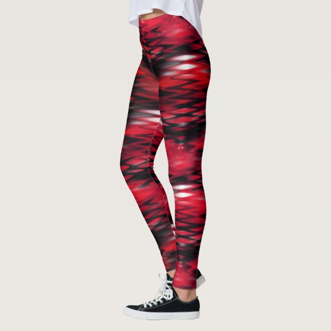 Stained red under white forming abstract zig-zag leggings (Left)