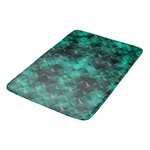 Stained square bluish green turquoise, 3D triangle Bath Mat