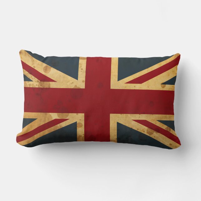 Stained Union Jack UK Flag Lumbar Cushion (Front)
