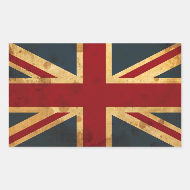 Stained Union Jack UK Flag Rectangular Sticker (Front)