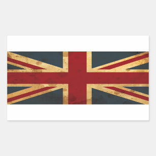 Stained Union Jack UK Flag Rectangular Sticker