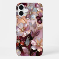StainedGlass Floral iPhone Case Pink Burgundy Gold