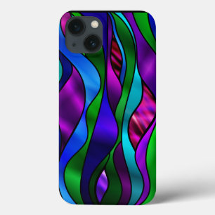 StainedGlassSwirl-Blue iPhone 13 Case