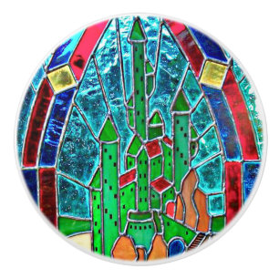 Stainglass Emerald Castle from Wizard of Oz Ceramic Knob