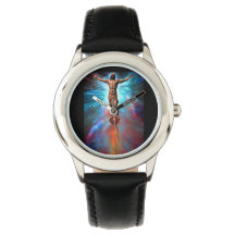 Stainless Steel Black Jesus Giving Thanks Watch