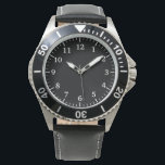 Stainless Steel & Black Leather Watch for Men<br><div class="desc">The Watch is built for the man who values strength and sophistication. This timepiece pairs the rugged durability of a brushed stainless steel case with the timeless elegance of a genuine black leather strap—a combination that works just as hard in the boardroom as it does on the weekend. Built to...</div>