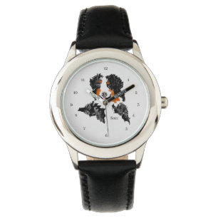 Stainless Steel Black Watch : Bernese Mountain Dog