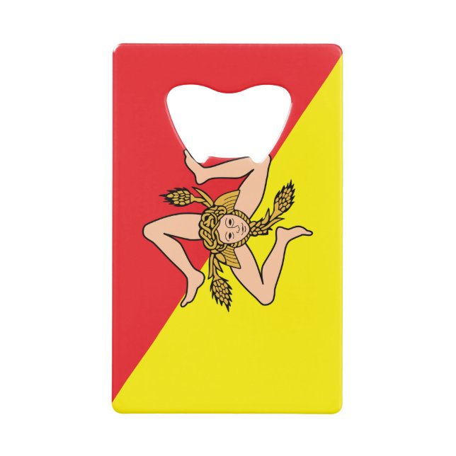 Stainless Steel Bottle Opener flag of Sicily (Front)
