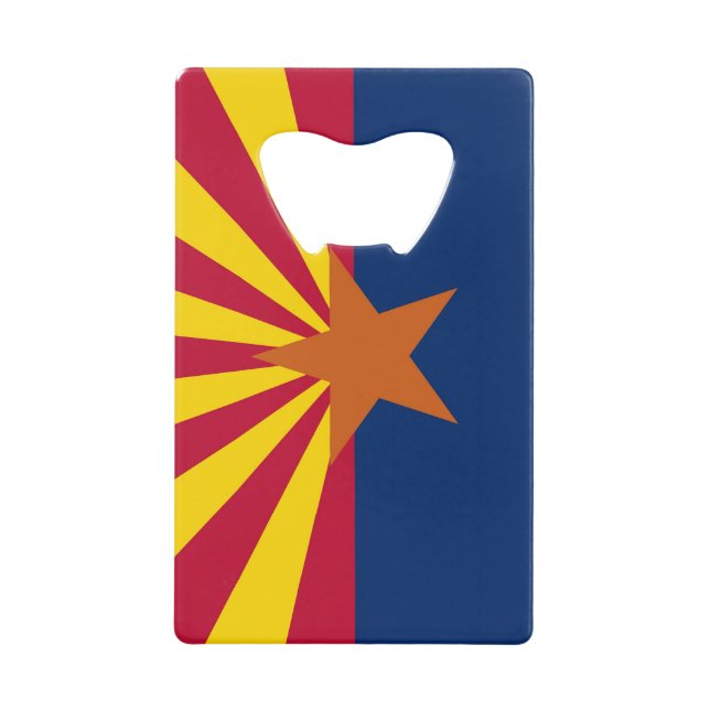Stainless Steel Bottle Opener with flag of Arizona (Front)