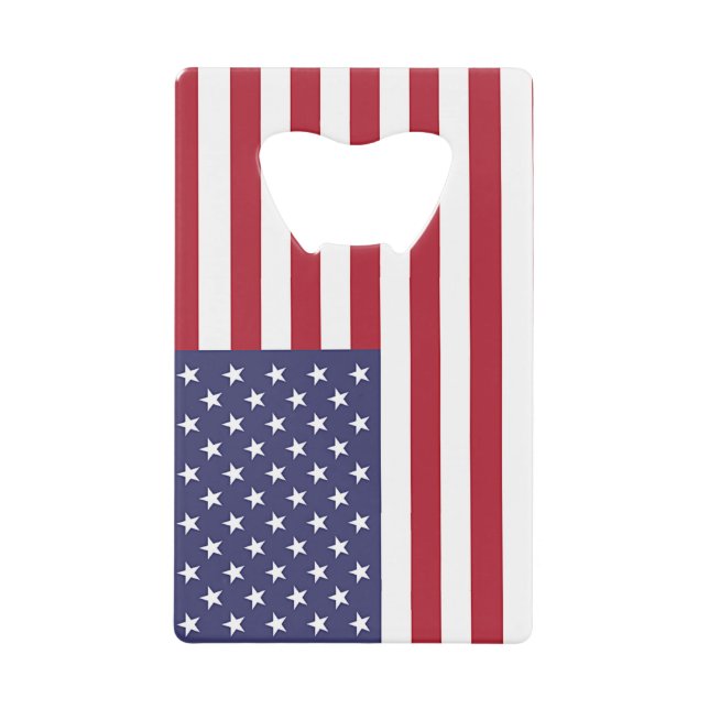 Stainless Steel Bottle Opener with flag of USA (Front)