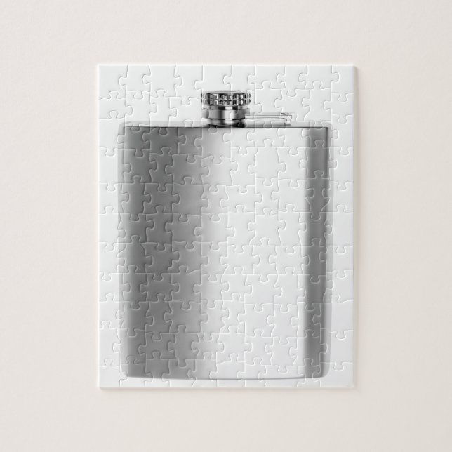 Stainless steel hip flask jigsaw puzzle (Vertical)
