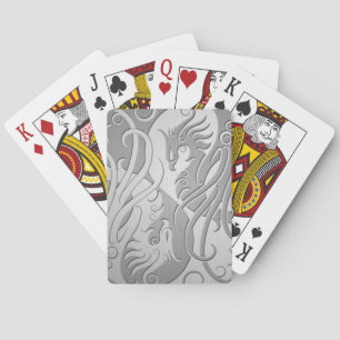 Stainless Steel Look Yin Yang Phoenix Playing Cards