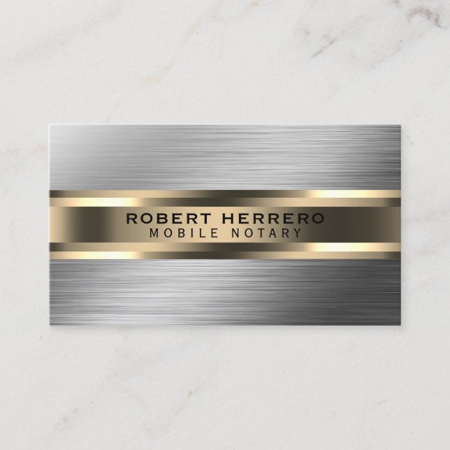 Stainless steel metal faux texture gold  business  business card (Front)