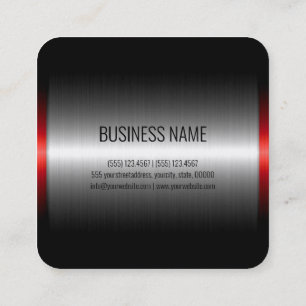 Stainless Steel Metal Look #4 Square Business Card